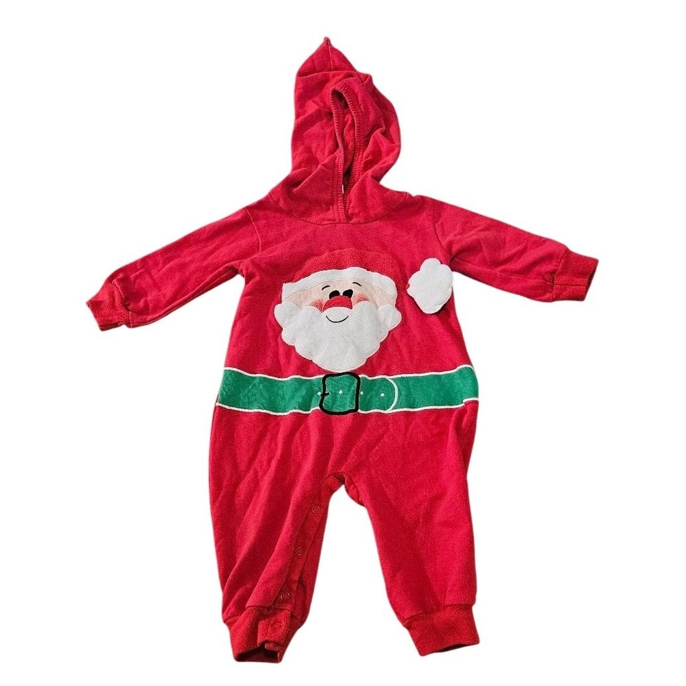 Funstuff Baby Santa Claus Hooded Romper Red Christmas One Piece 12M